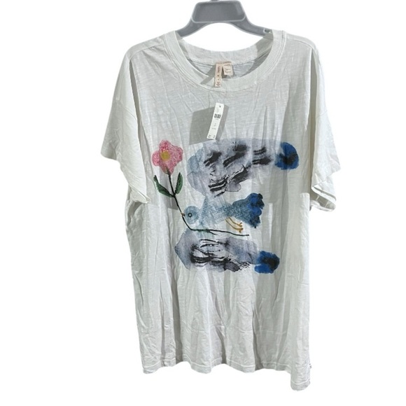 NWT Anthropologie LyreBird Cotton Oversized Graphic Tee Size Small P - Picture 11 of 11